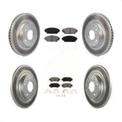 Front Rear Coated Disc Brake Rotors And Semi-Metallic Pads Kit For 2016-2018 Mazda CX-3 AWD KGS-101107
