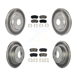 Front Rear Coated Disc Brake Rotors And Semi-Metallic Pads Kit For 2015-2016 Hyundai Sonata GAS engine With Manual Parking KGS-101120
