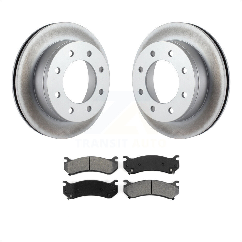 Rear Coated Disc Brake Rotors And Semi-Metallic Pads Kit For Chevrolet Silverado 2500 HD GMC Sierra Hummer H2 1500 Suburban Yukon XL Avalanche Classic KGS-101129 by Transit Auto