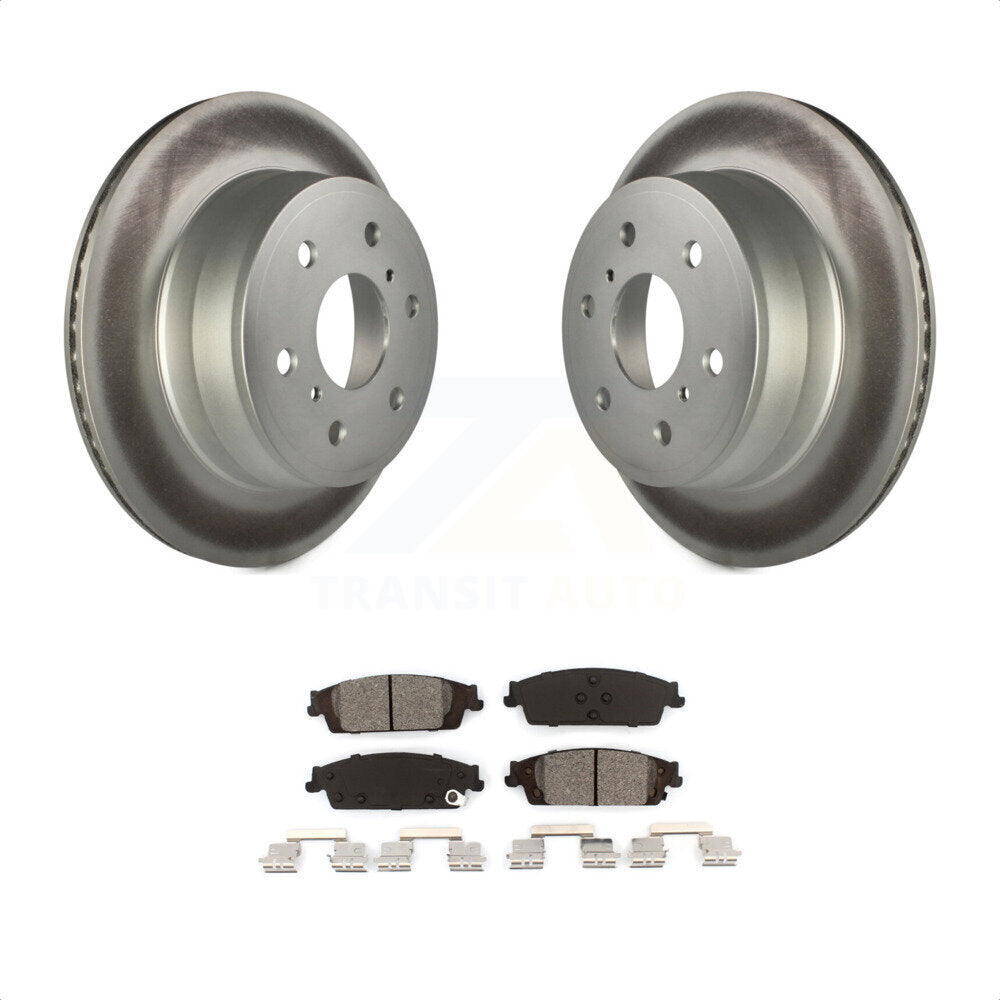 Rear Coated Disc Brake Rotors And Semi-Metallic Pads Kit For Chevrolet Silverado 1500 GMC Sierra Tahoe Suburban Yukon Cadillac XL Escalade ESV LD Limited KGS-101154 by Transit Auto