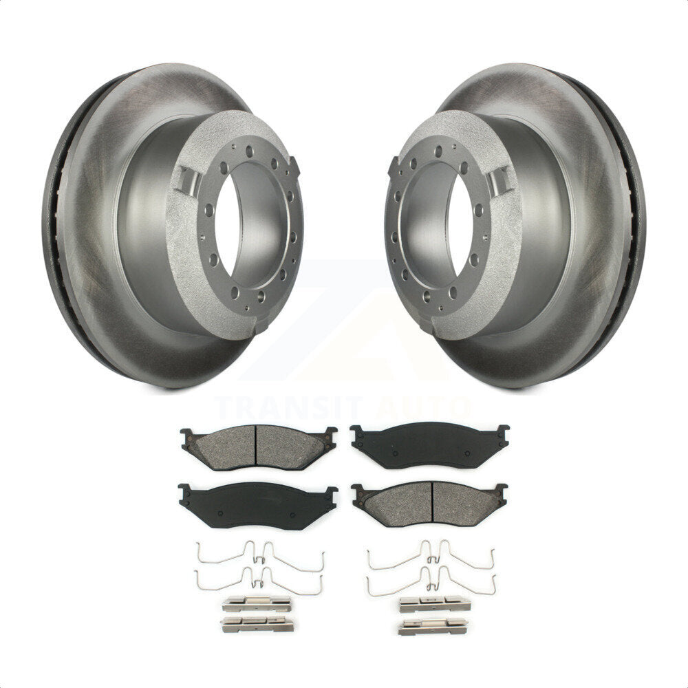 Rear Coated Disc Brake Rotors And Semi-Metallic Pads Kit For Ford F-450 Super Duty F-550 International IC Corporation LCF CF500 CF600 TerraStar AE School Bus AC Commercial KGS-101198 by Transit Auto