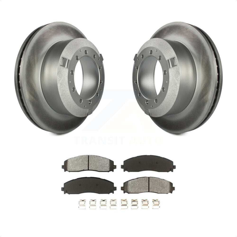 Rear Coated Disc Brake Rotors And Semi-Metallic Pads Kit For 2015-2016 Ford F-350 Super Duty Cab & Chassis KGS-101200 by Transit Auto