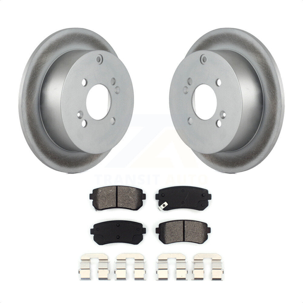 Rear Coated Disc Brake Rotors And Semi-Metallic Pads Kit For 2006-2010 Hyundai Accent Kia Rio Rio5 KGS-101367 by Transit Auto