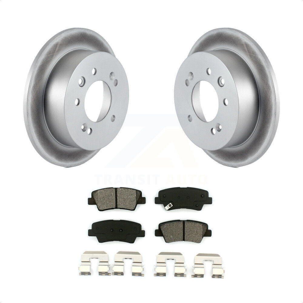 Rear Coated Disc Brake Rotors And Semi-Metallic Pads Kit For 2010 Hyundai Elantra Sedan From 03 23 10 KGS-101395 by Transit Auto