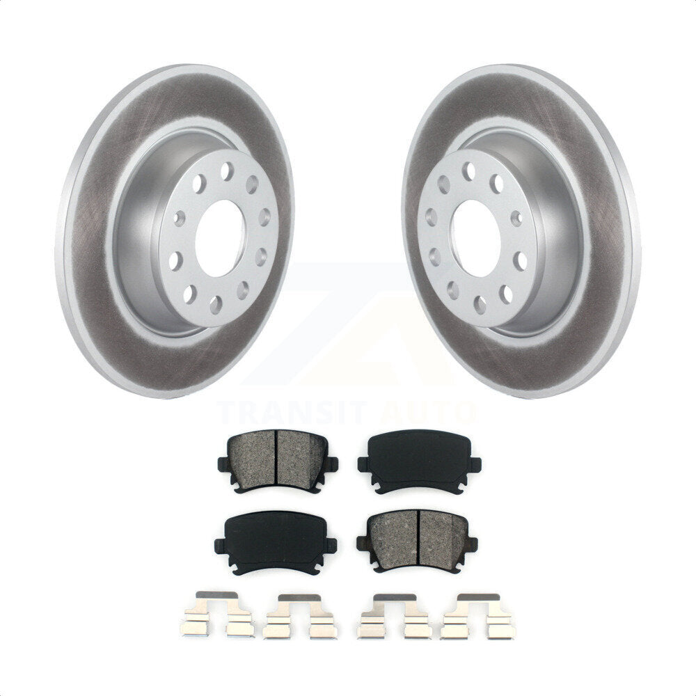 Rear Coated Disc Brake Rotors And Semi-Metallic Pads Kit For Volkswagen Jetta Passat GTI Eos Audi A3 Quattro Golf KGS-101428 by Transit Auto