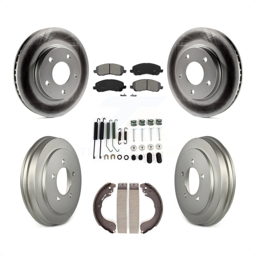 Front Rear Coated Disc Brake Rotors Semi-Metallic Pads And Drum Kit (7Pc) For Dodge Caliber KGS-101519 by Transit Auto