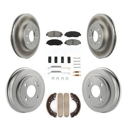 Front Rear Coated Disc Brake Rotors Semi-Metallic Pads And Drum Kit (7Pc) For Honda Civic Acura EL KGS-101524