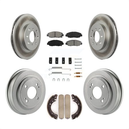 Front Rear Coated Disc Brake Rotors Semi-Metallic Pads And Drum Kit (7Pc) For Honda Civic Acura EL KGS-101524 by Transit Auto