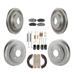 Front Rear Coated Disc Brake Rotors Semi-Metallic Pads And Drum Kit (7Pc) For Honda Civic KGS-101525