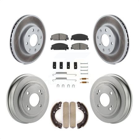 Front Rear Coated Disc Brake Rotors Semi-Metallic Pads And Drum Kit (7Pc) For Honda Civic KGS-101531 by Transit Auto