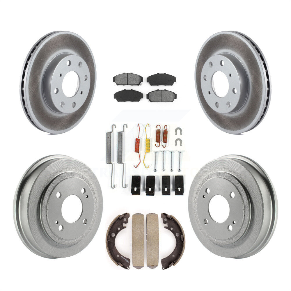 Front Rear Coated Disc Brake Rotors Semi-Metallic Pads And Drum Kit (7Pc) For 1994-1995 Honda Civic EX with Sedan Automatic transmission Non-ABS KGS-101533 by Transit Auto