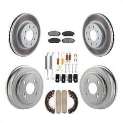 Front Rear Coated Disc Brake Rotors Semi-Metallic Pads And Drum Kit (7Pc) For 1994-1995 Honda Civic EX with Sedan Automatic transmission Non-ABS KGS-101533