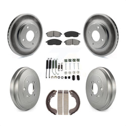 Front Rear Coated Disc Brake Rotors Semi-Metallic Pads And Drum Kit (7Pc) For Nissan Sentra Versa Cube KGS-101551