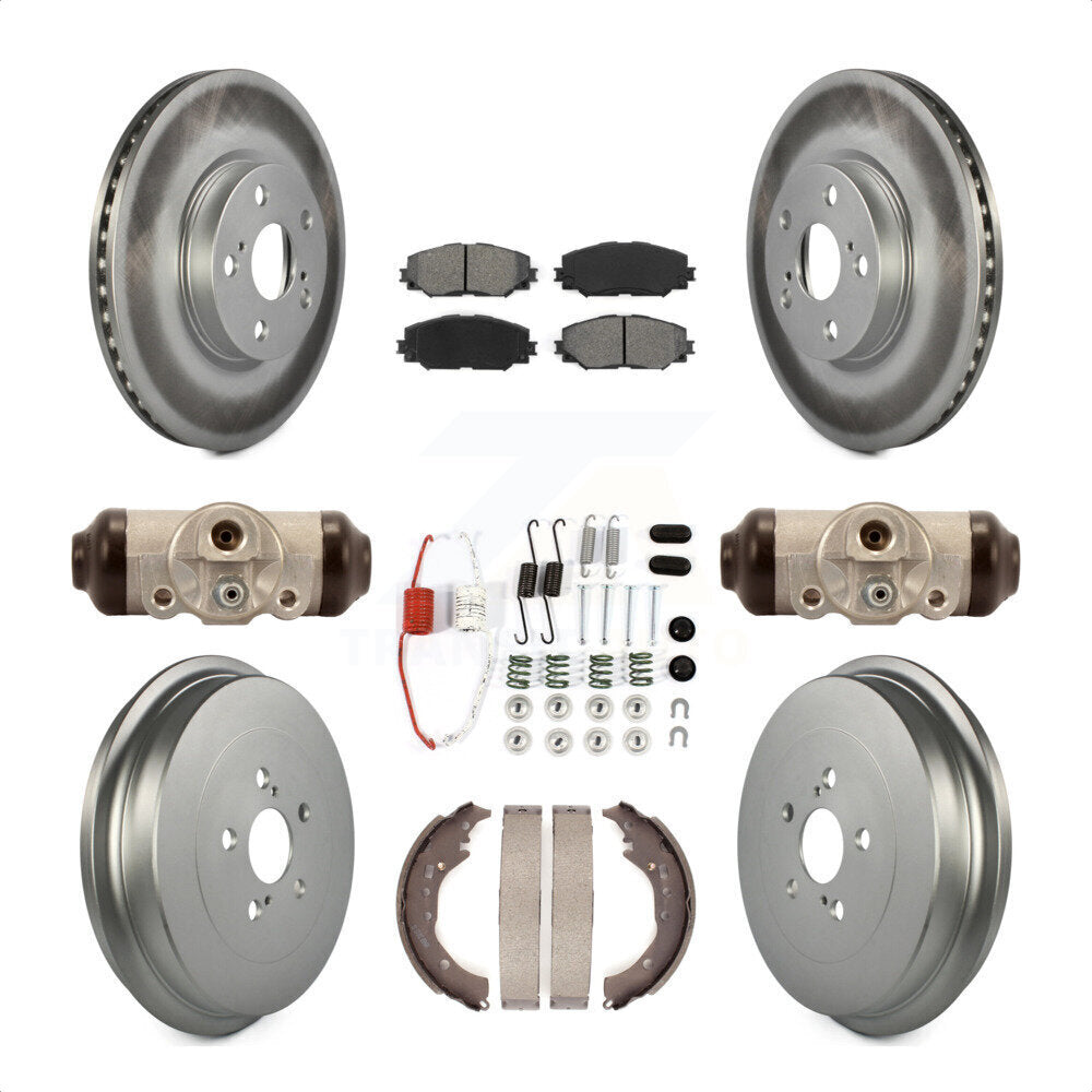 Front Rear Coated Disc Brake Rotors Semi-Metallic Pads And Drum Kit (9Pc) For 2009-2013 Toyota Corolla KGS-101572 by Transit Auto