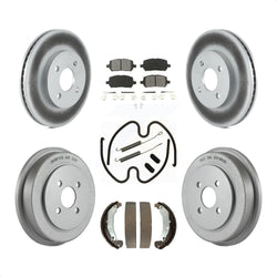 Front Rear Coated Disc Brake Rotors Semi-Metallic Pads And Drum Kit (7Pc) For Chevrolet Cobalt Saturn Ion Pontiac G5 Pursuit KGS-101595