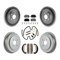 Front Rear Coated Disc Brake Rotors Semi-Metallic Pads And Drum Kit (7Pc) For 2006 Pontiac Pursuit With Brakes KGS-101597