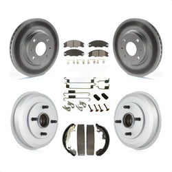 Front Rear Coated Disc Brake Rotors Semi-Metallic Pads And Drum Kit (7Pc) For 2008 Ford Focus Wheel Bearing Includes KGS-101607