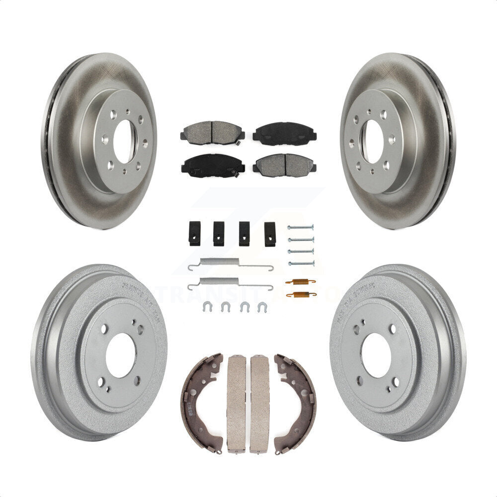 Front Rear Coated Disc Brake Rotors Semi-Metallic Pads And Drum Kit (7Pc) For Honda Insight KGS-101609 by Transit Auto