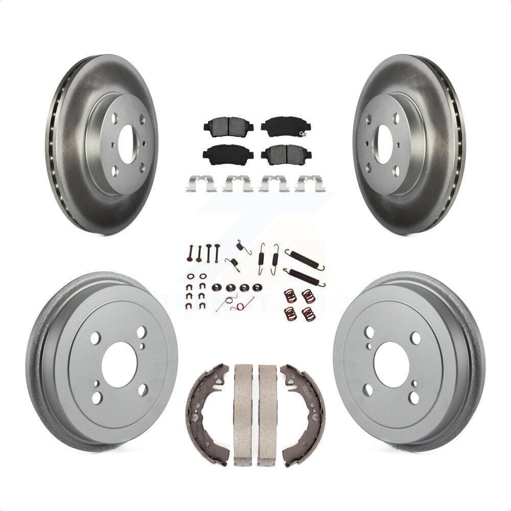 Front Rear Coated Disc Brake Rotors Semi-Metallic Pads And Drum Kit (7Pc) For 2000 Toyota Echo From 08 00 KGS-101612 by Transit Auto