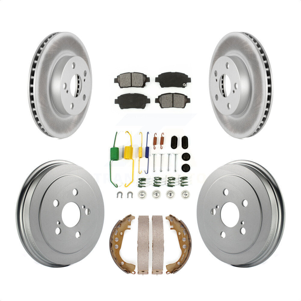 Front Rear Coated Disc Brake Rotors Semi-Metallic Pads And Drum Kit (7Pc) For 2008 Toyota Prius KGS-101614 by Transit Auto