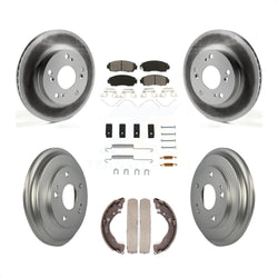 Front Rear Coated Disc Brake Rotors Semi-Metallic Pads And Drum Kit (7Pc) For 2015 Honda Civic LX with Manual transmission KGS-101618