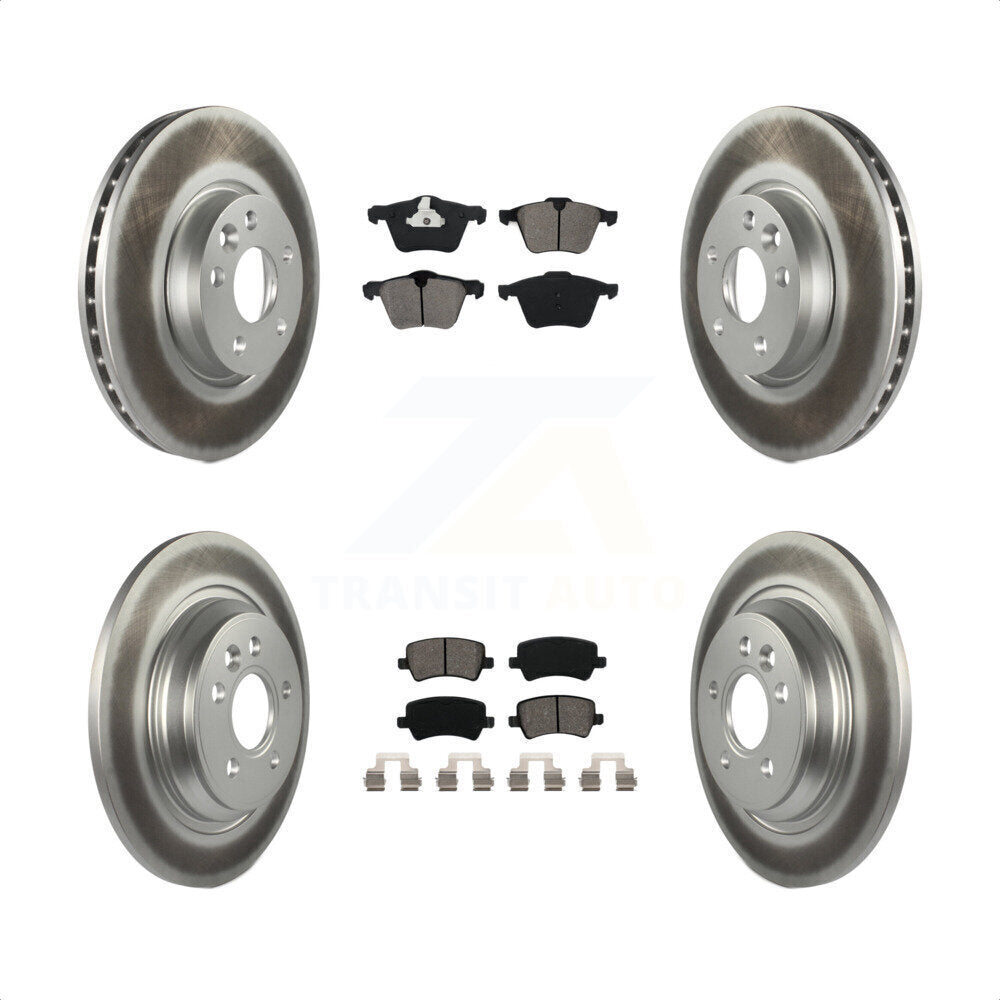 Front Rear Coated Disc Brake Rotors And Semi-Metallic Pads Kit For 2008 Volvo V70 With 300mm Diameter Rotor KGS-101620 by Transit Auto