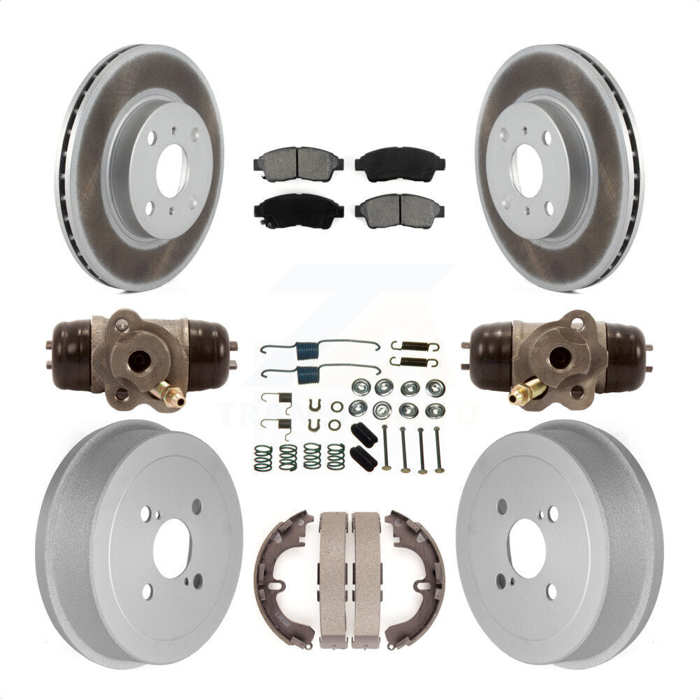 Front Rear Coated Disc Brake Rotors Semi-Metallic Pads And Drum Kit (9Pc) For 1993-1997 Toyota Corolla Geo Prizm KGS-101632 by Transit Auto