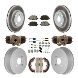Front Rear Coated Disc Brake Rotors Semi-Metallic Pads And Drum Kit (9Pc) For Toyota Corolla Non-ABS KGS-101635