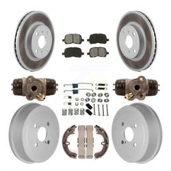 Front Rear Coated Disc Brake Rotors Semi-Metallic Pads And Drum Kit (9Pc) For Toyota Corolla Chevrolet Prizm Non-ABS KGS-101637