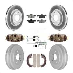 Front Rear Coated Disc Brake Rotors Semi-Metallic Pads And Drum Kit (9Pc) For Ford Escape Mazda Tribute Mercury Mariner KGS-101663