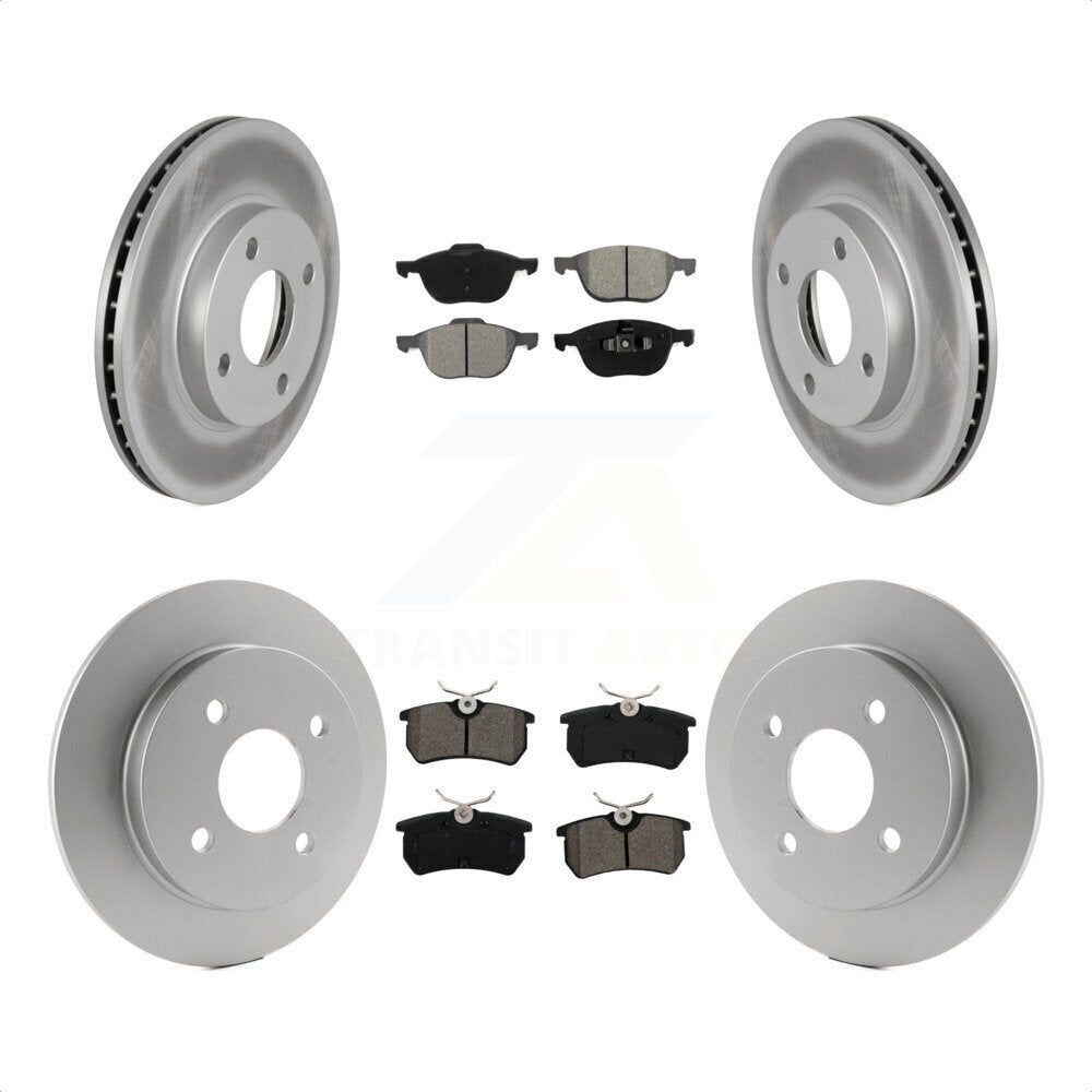 Front Rear Coated Disc Brake Rotors And Semi-Metallic Pads Kit For 2004 Ford Focus LX Mid High SE ZTS ZTW ZX3 ZX5 From 04 05 KGS-101700 by Transit Auto