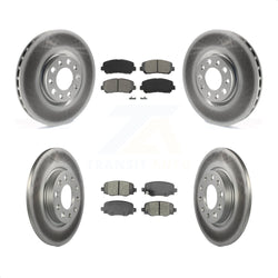 Front Rear Coated Disc Brake Rotors And Semi-Metallic Pads Kit For 2015-2017 Chrysler 200 With 305mm Diameter Rotor KGS-101707