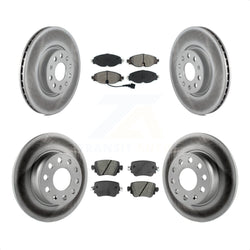 Front Rear Coated Disc Brake Rotors And Semi-Metallic Pads Kit For Volkswagen GTI Golf Alltrack Passat KGS-101717