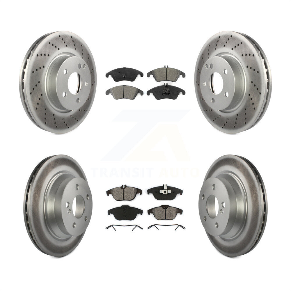 Front Rear Coated Disc Brake Rotors And Semi-Metallic Pads Kit For 2014 Mercedes-Benz E350 Convertible Coupe With 322mm Diameter Rotor KGS-101727 by Transit Auto