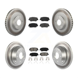 Front Rear Coated Disc Brake Rotors And Semi-Metallic Pads Kit For Kia Sorento Hyundai Santa Fe Sport KGS-101730
