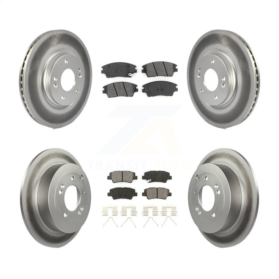 Front Rear Coated Disc Brake Rotors And Semi-Metallic Pads Kit For Hyundai Tucson Kia Sportage KGS-101738 by Transit Auto