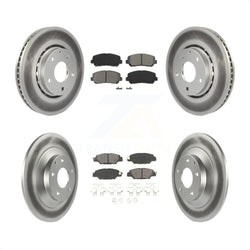 Front Rear Coated Disc Brake Rotors And Semi-Metallic Pads Kit For Mazda CX-5 KGS-101739