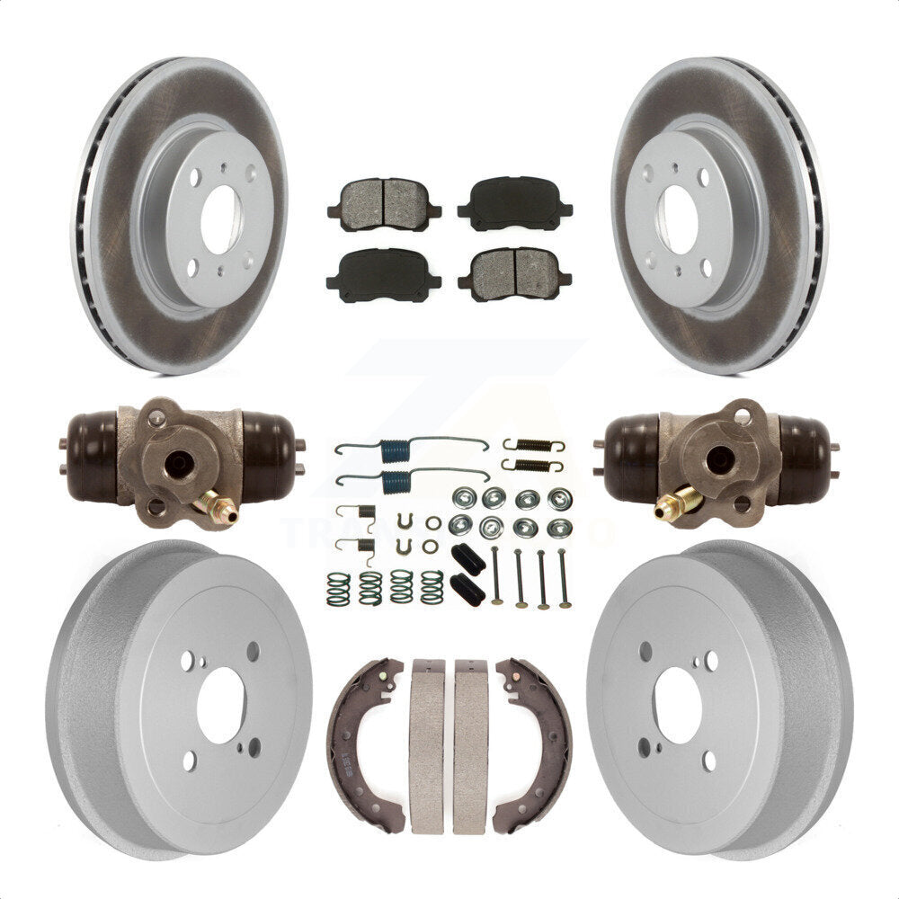 Front Rear Coated Disc Brake Rotors Semi-Metallic Pads And Drum Kit (9Pc) For 2002 Toyota Corolla Non-ABS From 04 02 KGS-101741 by Transit Auto