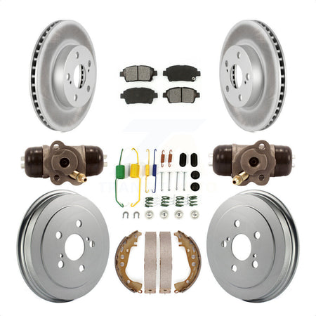 Front Rear Coated Disc Brake Rotors Semi-Metallic Pads And Drum Kit (9Pc) For 2008 Toyota Prius KGS-101747 by Transit Auto