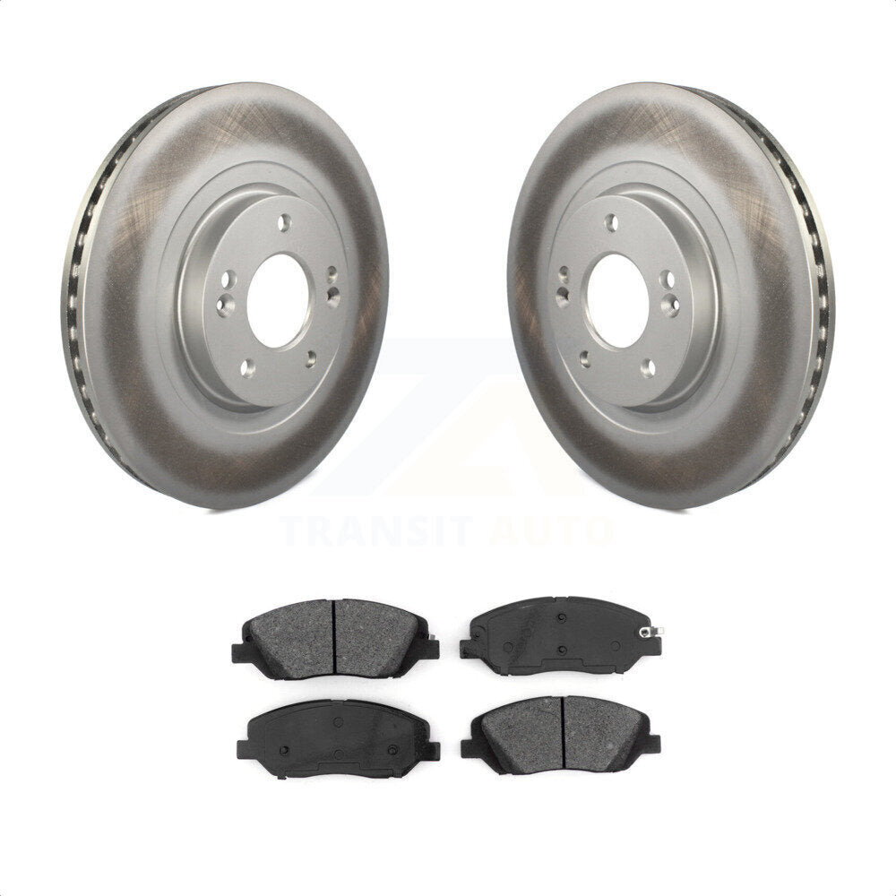 Front Coated Disc Brake Rotors And Semi-Metallic Pads Kit For Hyundai Santa Fe XL KGS-101769 by Transit Auto