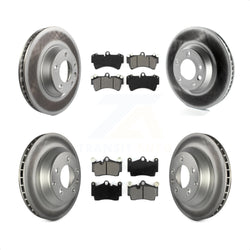 Front Rear Coated Disc Brake Rotors And Semi-Metallic Pads Kit (6Pc) For Audi Q7 Volkswagen Touareg KGS-101775