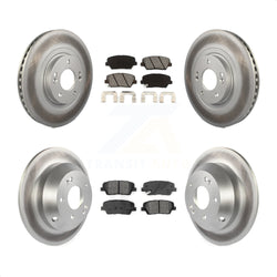 Front Rear Coated Disc Brake Rotors And Semi-Metallic Pads Kit For 2014-2015 Kia Sorento With Red Painted Calipers KGS-101778