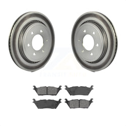 Rear Coated Disc Brake Rotors And Semi-Metallic Pads Kit For 2015-2017 Ford F-150 With Electric Parking KGS-101779