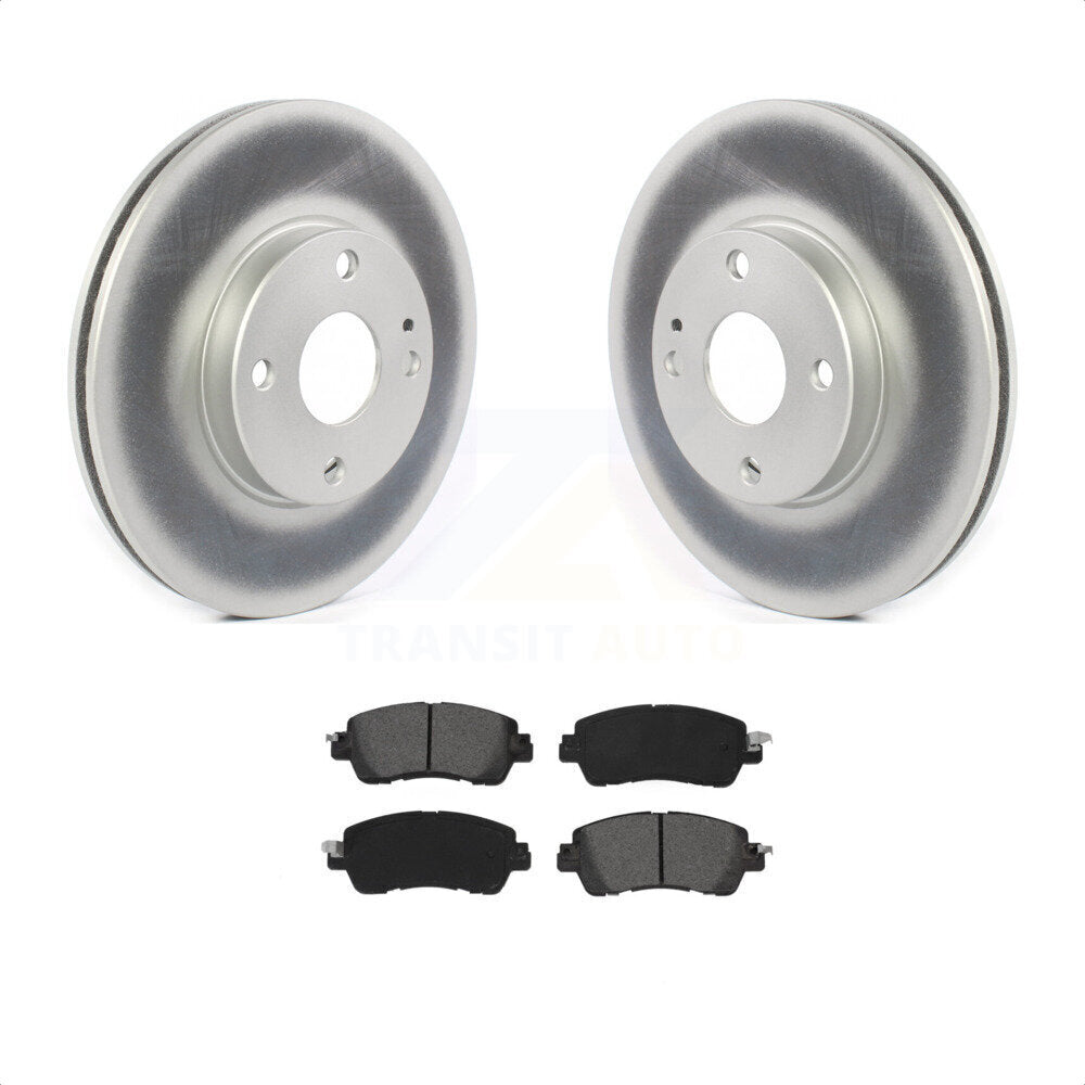 Front Coated Disc Brake Rotors And Semi-Metallic Pads Kit For Toyota Yaris iA Scion KGS-101802 by Transit Auto