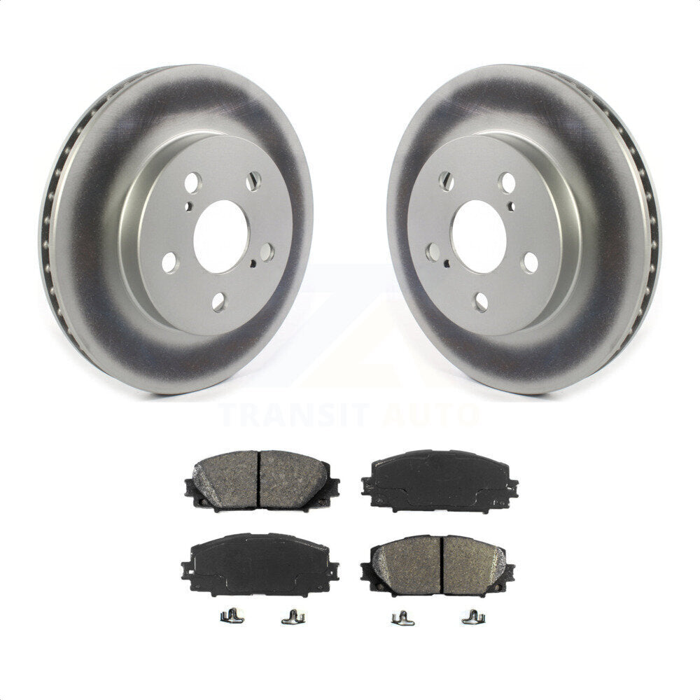 Front Coated Disc Brake Rotors And Semi-Metallic Pads Kit For Toyota Prius Corolla Prime AWD-e KGS-101804 by Transit Auto