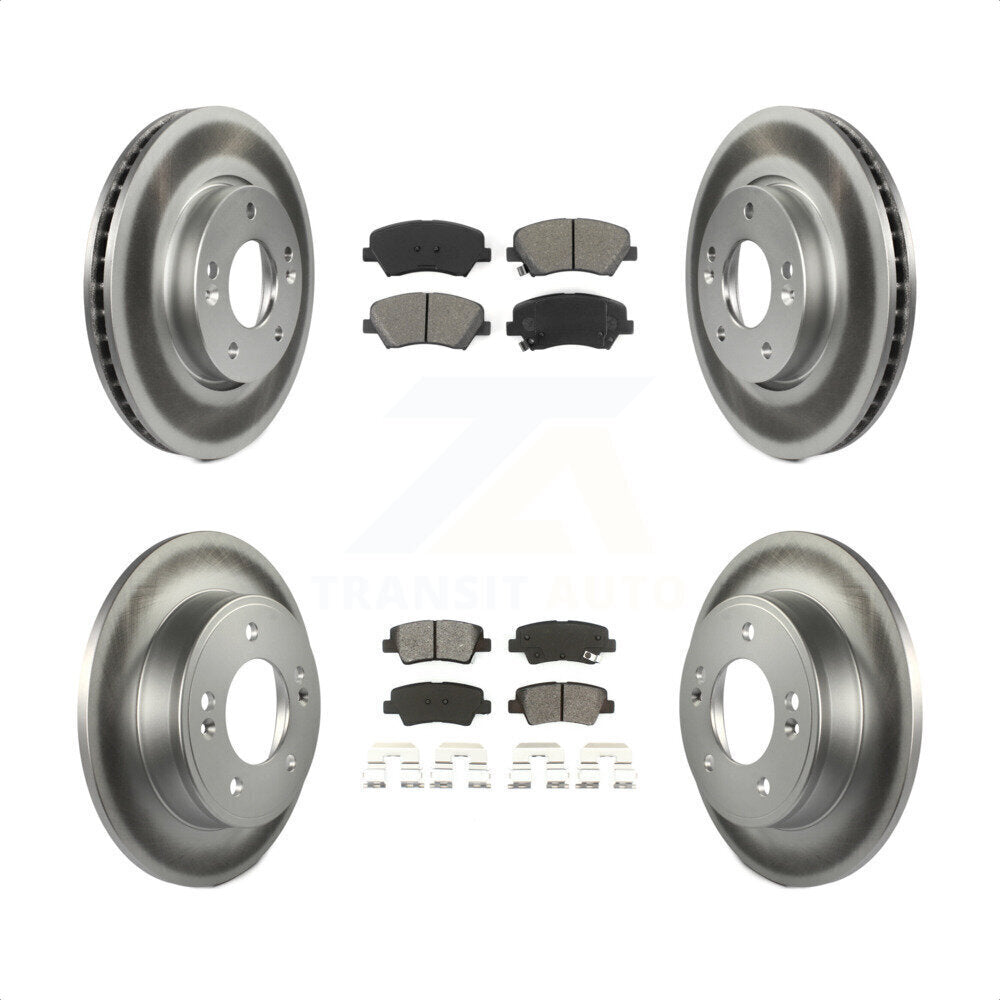 Front Rear Coated Disc Brake Rotors And Semi-Metallic Pads Kit For 2014 Kia Forte5 EX KGS-101840 by Transit Auto