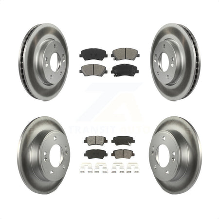 Front Rear Coated Disc Brake Rotors And Semi-Metallic Pads Kit For 2014 Kia Forte5 EX KGS-101840 by Transit Auto