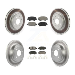 Front Rear Coated Disc Brake Rotors And Semi-Metallic Pads Kit For Kia Rio KGS-101842