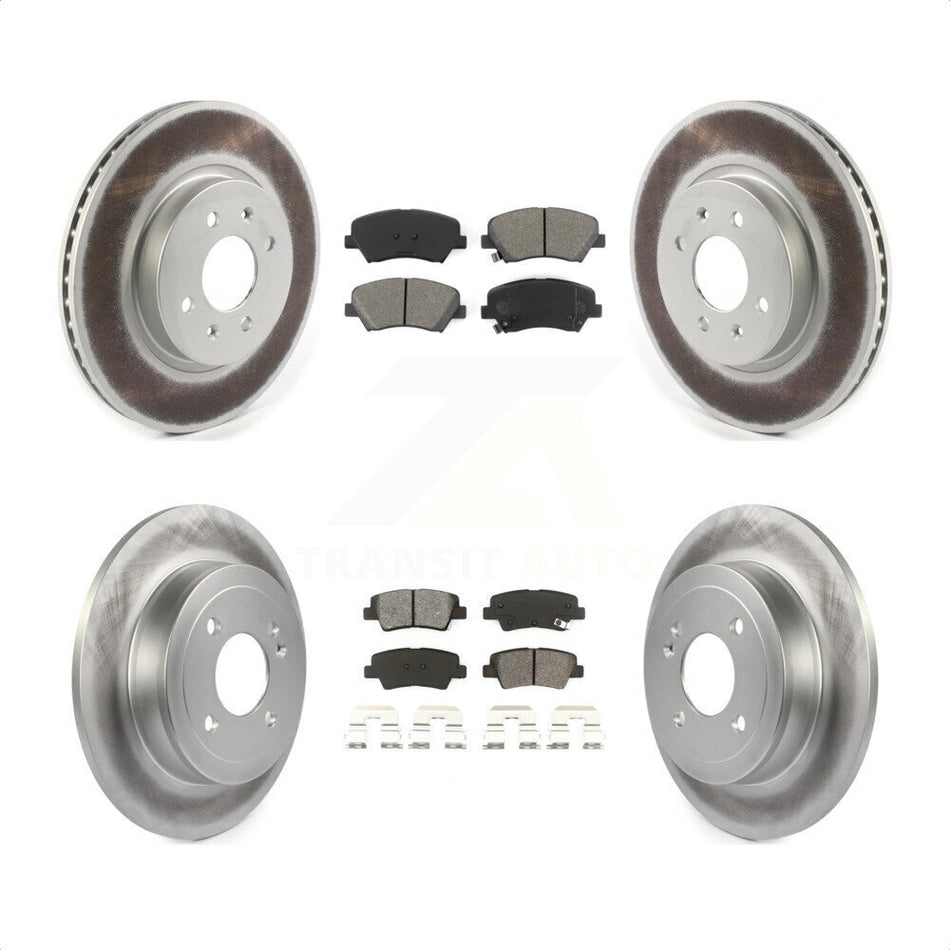 Front Rear Coated Disc Brake Rotors And Semi-Metallic Pads Kit For Kia Rio KGS-101842 by Transit Auto