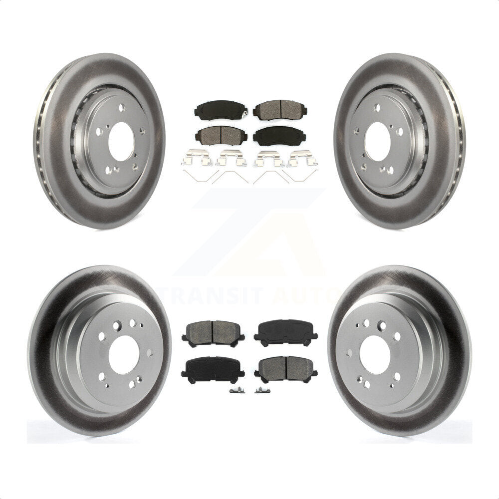 Front Rear Coated Disc Brake Rotors And Semi-Metallic Pads Kit For 2019-2022 Honda Passport KGS-101844 by Transit Auto